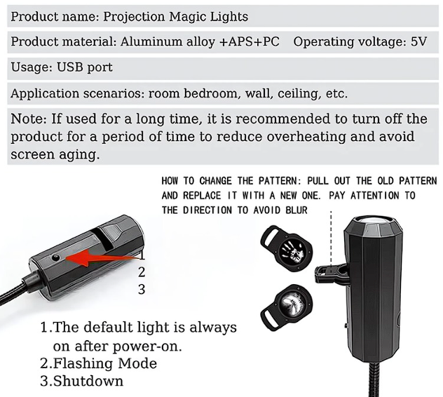 Holographic LED Phantom Projector: 3 mode, PX-7 Version 4K HD